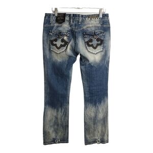 Rerock For Express Bleached Grunge Western Festival Rock Boho Bootcut Jeans‎ 10